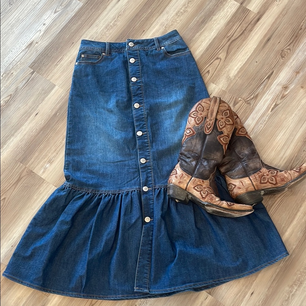 Denim Button-Down Skirt